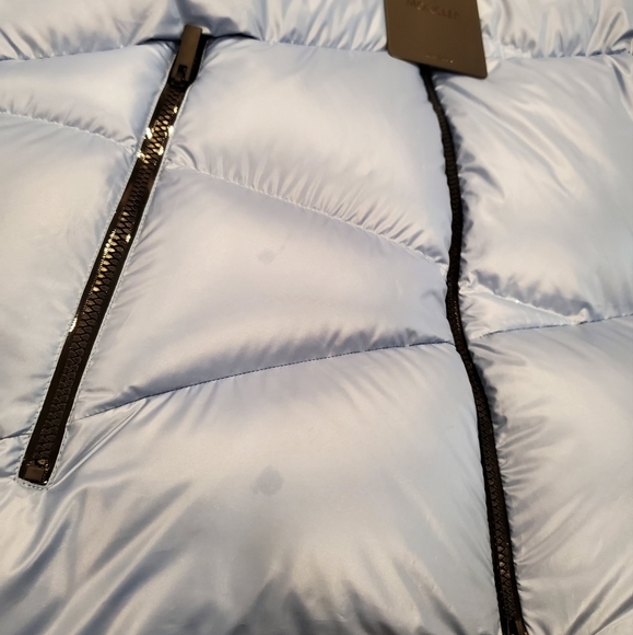 NWT$1,860 MONCLER Yonne Zigzag Channeled Blue Down Puffer Jacket Coat Sz 4 (XL) - Picture 14 of 16
